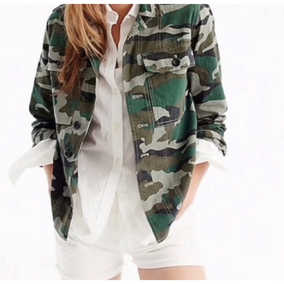 J CREW Camouflage Utility Jacket PXXS Camo Green - Picture 2 of 8